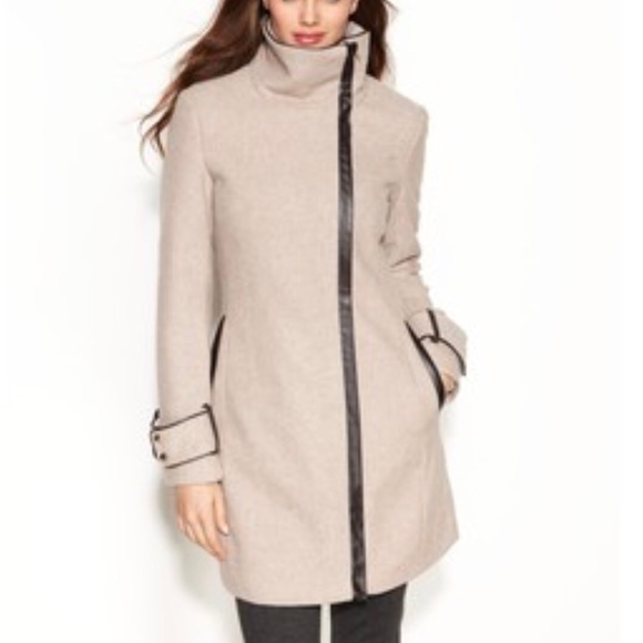 Calvin Klein Jackets & Blazers - NWT Calvin Klein Wool Leather Trim Coat  14